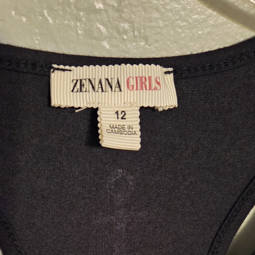NWT Girls Black Tank Top with Nautical Print Sz 12 - Picture 2 of 4